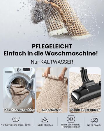 Набір килимків для ванної кімнати (2 шт.) - великий та середній, неслизькі, пранні, бохо-стиль, 51x120 см + 46x77 см, коричневий