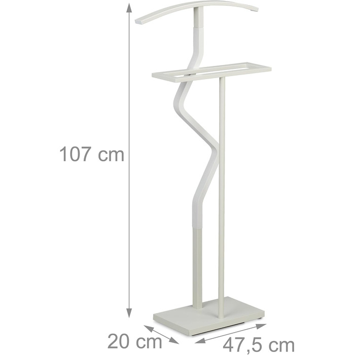 Стійка для одягу Relaxdays для чоловіків, 107 x 47,5 x 20 см, білий, з полицями для сорочок та штанів