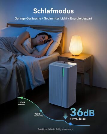 EUHOMY Електричний осушувач повітря для підвалу з відведенням води, тихий та економічний, з автоматичним розморожуванням, таймером, для квартири до 50 м² (12 л/день)