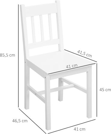 Комплект з 2 обідніх стільців, соснове дерево, 446.5x85.5 см, білий