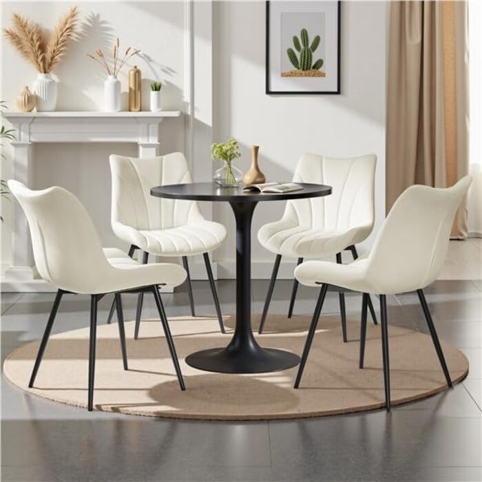 Набір з 4-х обідніх стільців Yaheetech, м'яке крісло з оксамитовою подушкою та металевими ніжками, для кухні, вітальні, обідньої кімнати, до 150 кг