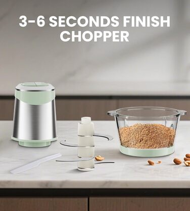 Електричний подрібнювач для кухні ESoundvol 400W з чашею 2л та 4 лезами з нержавіючої сталі - для м'яса, овочів, горіхів, дитячого харчування