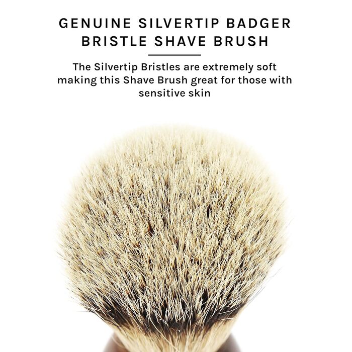 Безпечна бритва Parker 100 Silvertip Badger Bristle Щітка для гоління зі штучною ручкою рогу - Щітки в комплекті Підставка