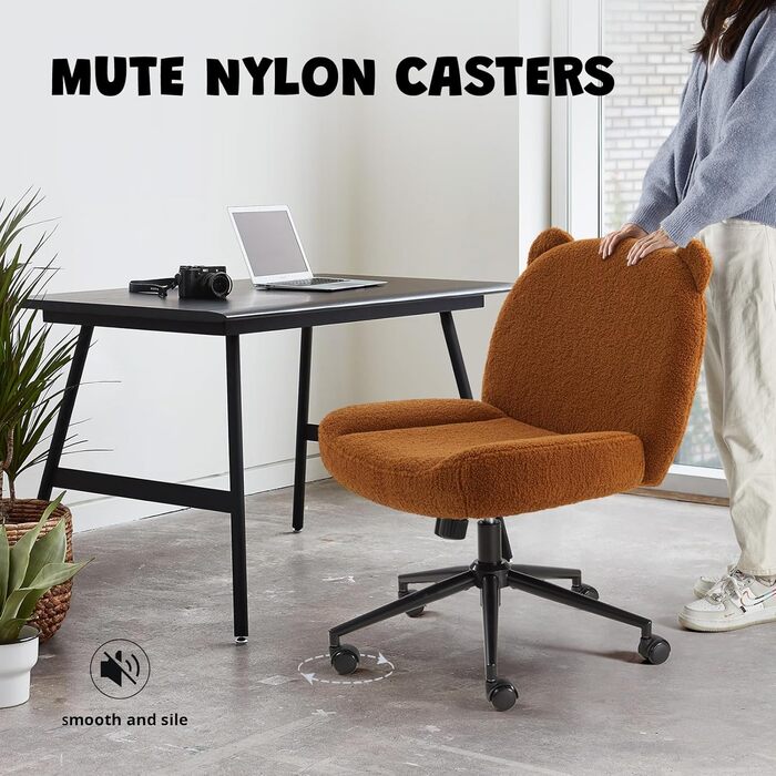 Офісний стілець IWMH без підлокітників, регульована висота, поворотний, на колесах, з тканинним сидінням, ергономічний, крісло для читання з широким сидінням для посадки в положенні