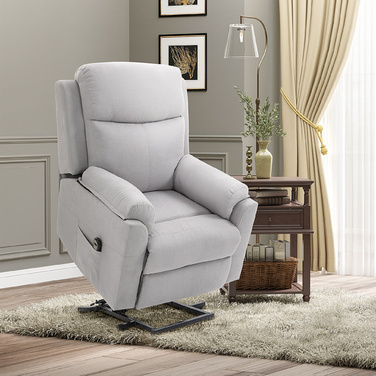 Крісло з електричною відкидною спинкою HOMCOM для літніх людей, льон Touch Light Grey 83 x 89 x 102 см, зручний допоміжний засіб для стоячи