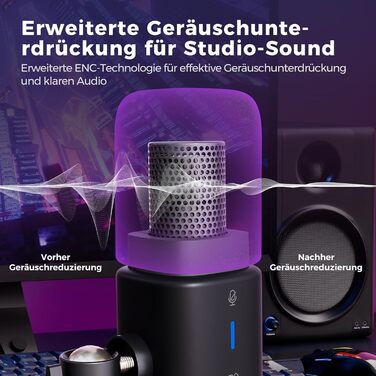 Kondensторний мікрофон NearStream AM25X USB/XLR зі стійкою: Набір для подкастів, стримінгу, студії та ігор на PC/PS5/PS4. З функцією моніторингу та шумозаглушенням.