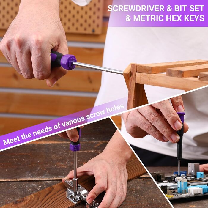 Набір інструментів DEKO 126 предметів у кейсі: професійний набір для дому, офісу та саду (фіолетовий)