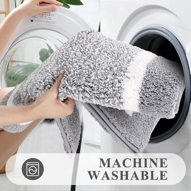 Набір килимків для ванної кімнати Pauwer: м'який, високий ворс, антиковзний. Включає килимок для душу, підлогу та унітаз. Розміри: 45x65 см, 45x120 см, 50x60 см. Машинне прання.