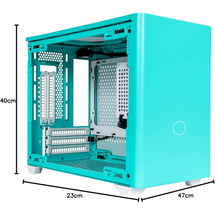 Комп'ютерний корпус Cooler Master MasterBox NR200P Mini-ITX з загартованим склом, вертикальним розташуванням відеокарти, чудовим охолодженням, Caribbean Blue