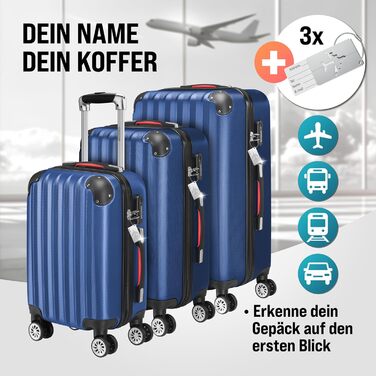 Набір валіз Monzana® 3шт, Зелений - M, L, XL - з замком, органайзером та вагами - з ручками Gel, подвійними колесами, ніжками, тріумфом, валіза-тролей, валіза з жорстким корпусом, набір валіз, тріумф-набір (Блакитний)