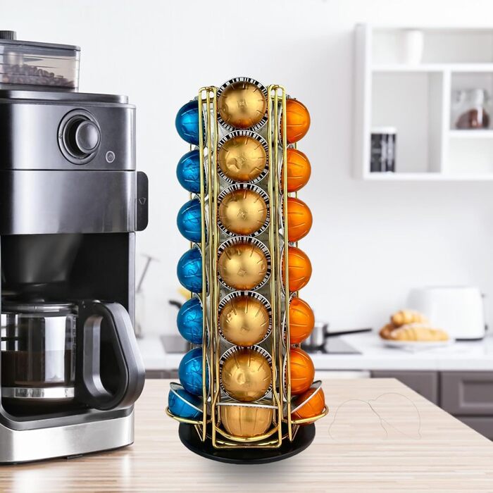Підставка для капсул Nespresso Vertuo – обертова, на 35 капсул (золота)