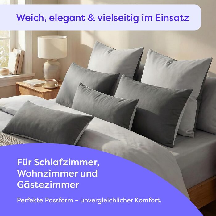 Комплект постільної білизни Wolkenfeld 135x200 см - сірий (світло-сірий/темно-сірий), м'який, не потребує прасування, сертифікат ÖKO-TEX, мікрофібра (1x 135x200 + 1x 80x80)