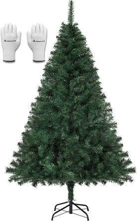 Штучна Біла Різдвяна ялинка САЛКАР 180 см, штучна Снігова ялинка в рукавичках і металева підставка для ялинки, складна система швидкої збірки (Зелена, 270 см)