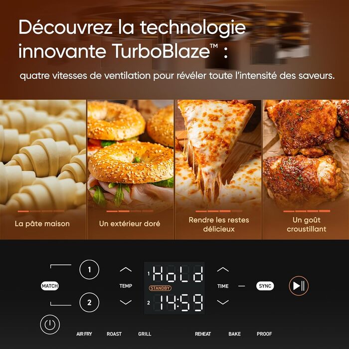 Фритюрниця без олії COSORI Turbo Tower 10.8 л з 2 відсіками, 6-в-1, компактна, для дому