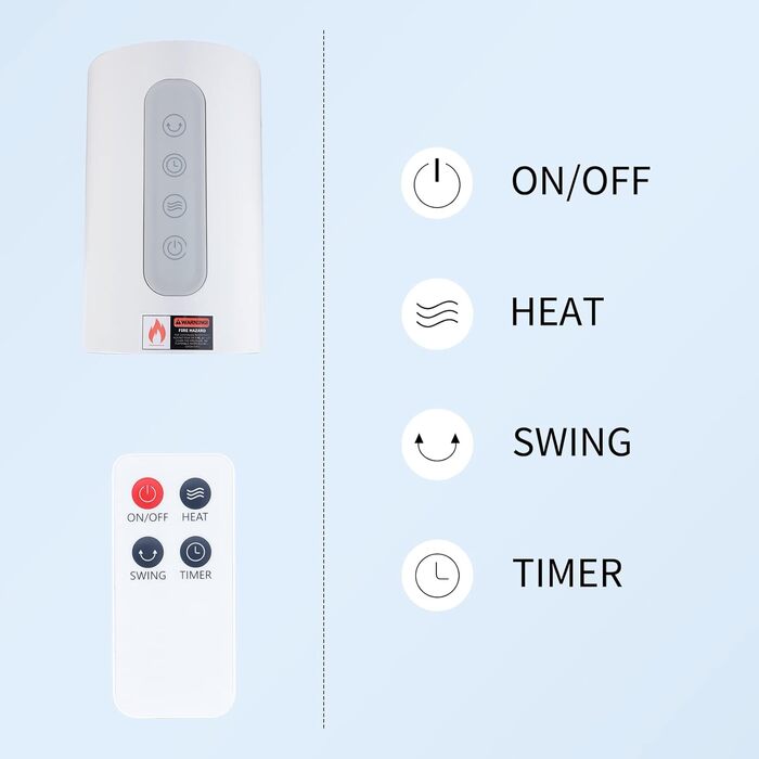 Електричний конвектор-нагрівач з пультом керування, 1500W, 4 режими, захист від перегріву, для кімнати до 25м²