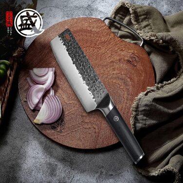 Японський ніж Santoku Mitsumoto Sakari 17 см, ручка з пакавуду, професійний кухонний ніж, чорний Nakiri 17 см