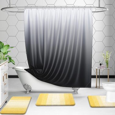 Набір килимків для ванної кімнати OLANLY, 2 шт., м'який, швидковисихаючий, мікрофібра, неслизький, можна прати в пральній машині, придатний для сушки в сушильній машині, пухнасті килимки для ванної кімнати (119,4 x 50,8 см + 61 x 40,6 см, жовтий) 51 x 119