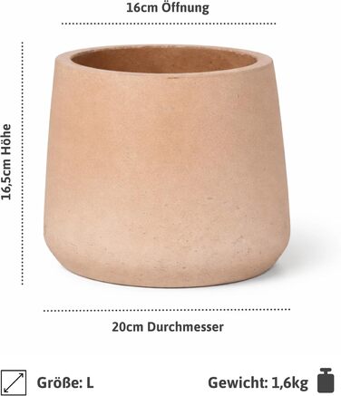 Вазон Patt Pflanzgefäß Grau L: бетонний вазон для дому та саду, морозостійкий, UV-стійкий, Ø20x16x16.5 см