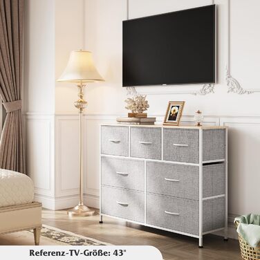 Комод WLIVE з тканини, 7 висувних ящиків, сірий - для спальні, вітальні