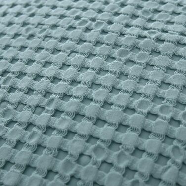 Покривало/плед Veiros 100 чиста бавовна ідеально підходить як покривало або м'яка ковдра з текстурованим вафельним візерунком підходить для односпального та двоспального ліжка (275 x 265 см, зелено-сірий), 275x265