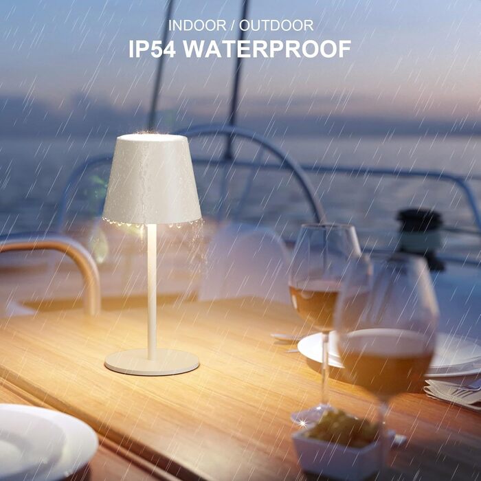 Лампа настільна LED акумуляторна Lundwa 26 см, 5000 mAh, IP54, 3W, 3000K, для кемпінгу, ресторану, спальні, бару (1 шт.)