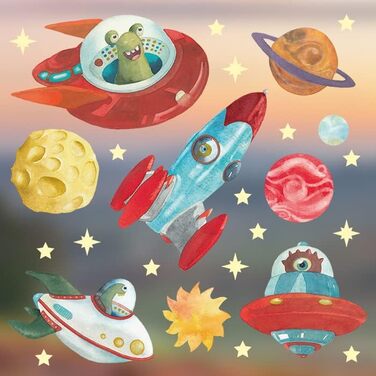 Барвисті НЛО для прикраси в дитячій кімнаті - самоклеючі і багаторазові - від Kristin Franke