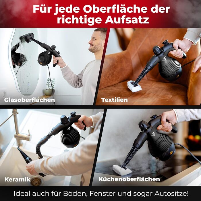 Пароочисник ручний Neighbor's Friend® Нова модель – Потужний ручний пароочисник, 3,5 Bar, кабель 4м, бак 350мл. Для авто, майстерні, дому та миття вікон. Пароочисник – Чорний