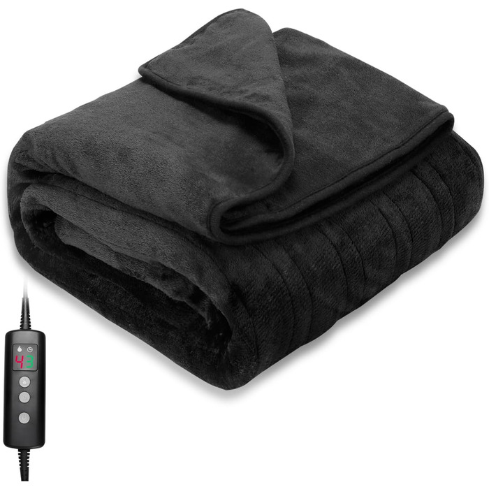 Електрична ковдра PROALLER з регулюванням температури, таймером та автовимкненням (160x130 см, чорна)