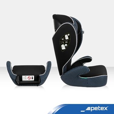 Автокрісло PETEX з ISOFIX - стандарт i-Size згідно ECE R129 для дітей зростом приблизно 100-150 см, регульоване по висоті дитяче автокрісло в (синє, базове)