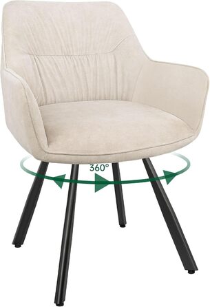 Набір обідніх крісел 6 шт. поворотні, з підлокітниками, 360°, сучасний м'який стілець з велюру, для вітальні, кухні, спальні, робочого кабінету (2 поворотні, хакі)