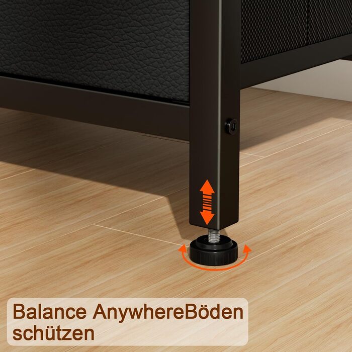 Нічний столик AMHANCIBLE з підзарядкою, приліжний столик з висувними ящиками з тканини, журнальний столик з відкритою полицею, з 2 USB-портами та 2 розетками, для спальні та вітальні, HETS020GY-1 (Чорний)