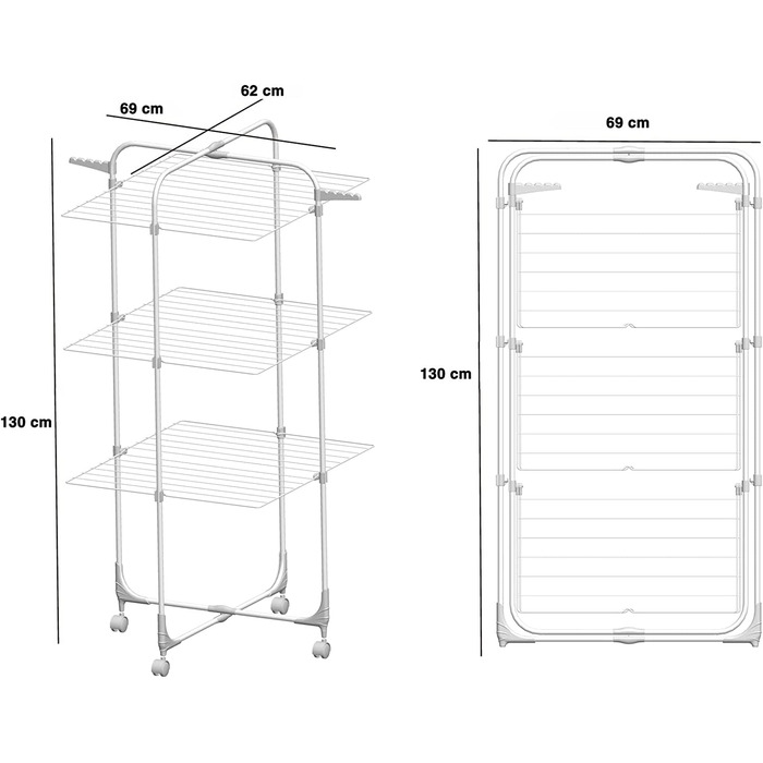 Вежа для сушіння Grafner, 30 м ліній, складна, рулонна, 3 поверхи, 6 крил, економія місця