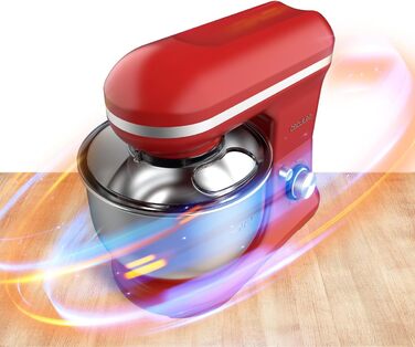 Міксер Cecotec Cecomixer Merengue 5L 1200W з 6 режимами, червоний. 5л чаша з нержавіючої сталі, аксесуари для збивання та замішування