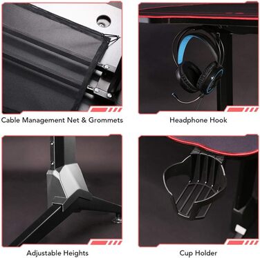 Ігровий стіл SANODESK з регулюванням висоти, 160 см, чорний