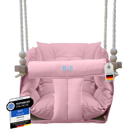 Дитяча гойдалка для дому та саду з бука, рожева. Максимальне навантаження 25 кг. Комплект кріплення