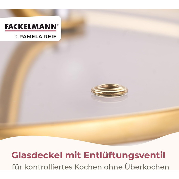 Набір сковорідок FACKELMANN x Pamela Reif 3 шт. діаметром 20-24-28 см – з переробленого алюмінію, пастельно-бежевий, керамічне покриття без PFAS, стійке до 160°C, для всіх типів плит