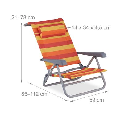 Розкладний шезлонг Relaxdays з подушкою для шиї