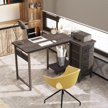 Комп'ютерний кутовий стіл Coleshome 120x70 см з 4 шухлядами, сірий, для офісу/кабінету/спальні