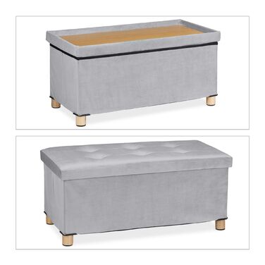 Лавка Relaxdays з оксамитовим покриттям та дерев'яними ніжками