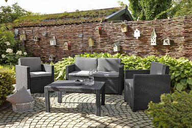 Диван садовий Allibert Victoria 2-місний, ротанг, сірий, з подушками, 129x63x77 см