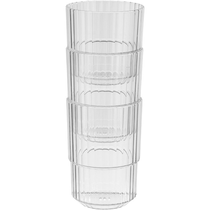 Бар Buddy's-набір з 6 чашок, високоякісні пластикові стаканчики з тритану об'ємом 150 мл, що не містять бісфенолу А, що штабелюються, багаторазові, не б'ються ,придатні для використання в посудомийній машині (прозорі, об'ємом 0,4 галона на чверть)
