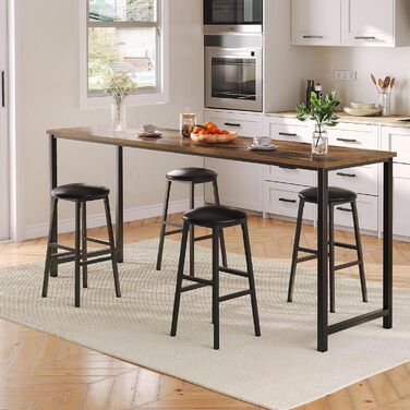 Барний стілець Manahcris, 2 шт. в наборі, 63 см, з PU-оббивкою, з підніжкою, для кухонної стійки, чорний