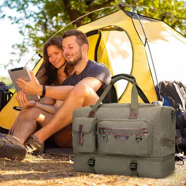 Дорожня сумка WITZMAN Canvas Weekender 30 л ручна поклажа з відділенням для взуття (A8010, армійський зелений)