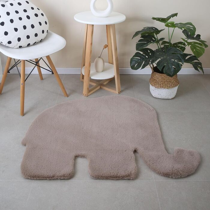 Дитячий килимок SIMPEX Shaggy Elephant Shape Runner - Kuntsfur Rug Nursery Ігровий килимок антиалергенний і екстра м'який - Килимки для дитячої кімнати для хлопчика і дівчинки Дитячий килимок (80 х 100 см, бежевий)
