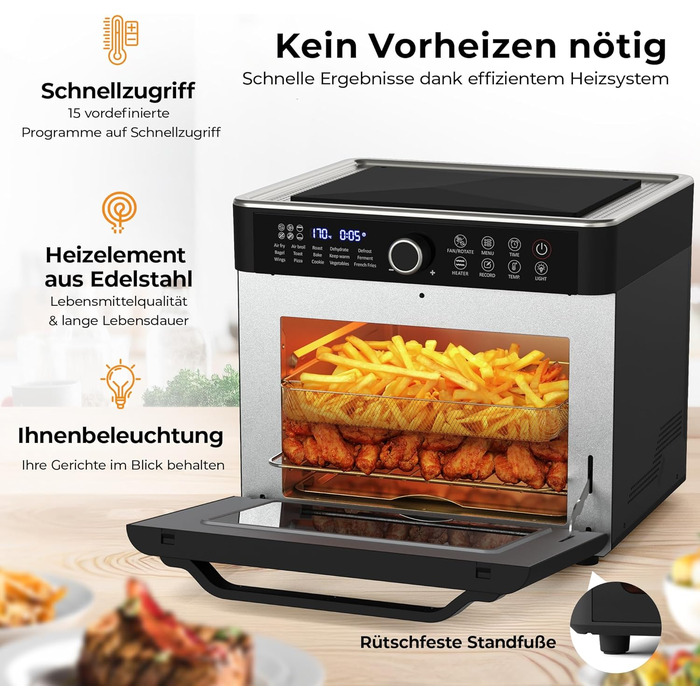 Фритюрниця аеро Balter HL-551T, 5.5 л, чорна, 12 програм, з вікном, 100 рецептів