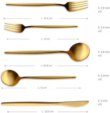 Набір сервірувального посуду Karaca Orion Matt Gold 60 предметів: ложки, виделки, сито, лопатка, цукорниця та інше