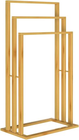 Підставка для рушників CASARIA® бамбукова, дерев'яна, на 3 стійки, 82 x 40 x 24 см, з полицею, для ванної кімнати, без свердління, сходинкова