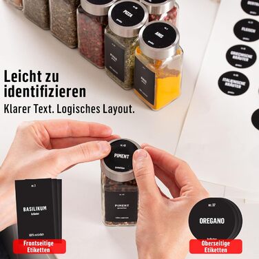 Набір скляних баночок для спецій Deco haus® 36 шт. з етикетками та дозаторами