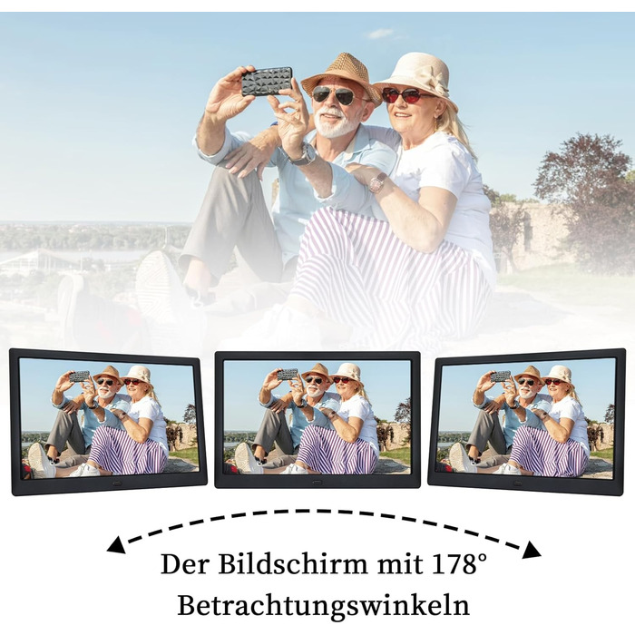 Цифровий фоторамка TSITSC 8.7 дюйма, IPS-дисплей 1024*768, календар, музика, фото- та відеоплеєр, підтримка USB/SD, з пультом ДУ (Чорний)