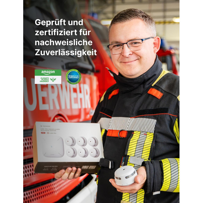 X-Sense комплект димових датчиків з базовою станцією SBS50 (6 шт.), сертифікований EN 14604, Wi-Fi, сумісний з додатком X-Sense Home Security, білий